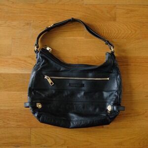 Marc Jacobs Black Leather Hobo Shoulder‎ Bag Gold Hardware Made in Italy Y2K